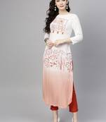 Orange printed rayon kurtis