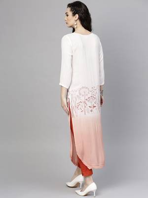 Orange printed rayon kurtis 3