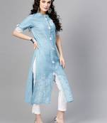 Blue printed cotton kurtis