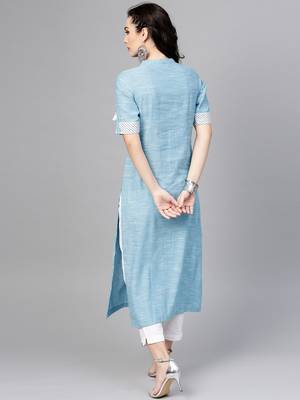 Blue printed cotton kurtis 2
