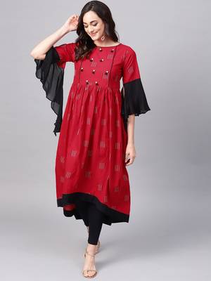 Black printed cotton kurtis 1