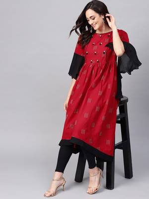 Black printed cotton kurtis 5