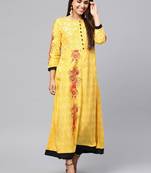 Yellow printed rayon kurtis