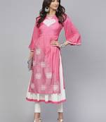 pink printed viscose kurtis