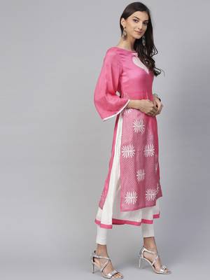 pink printed viscose kurtis 2