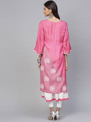 pink printed viscose kurtis 3