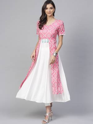 White printed viscose kurtis 3