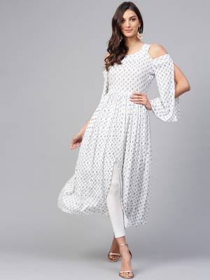 white printed rayon kurtis 1