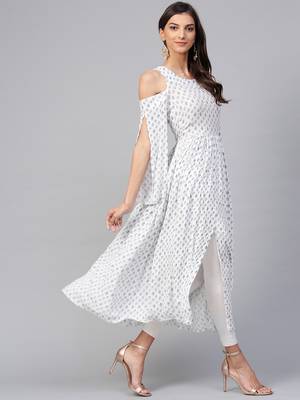 white printed rayon kurtis 2
