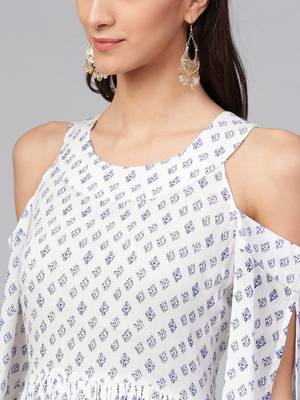 white printed rayon kurtis 4