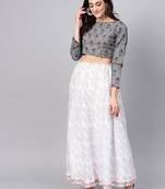 Grey printed cotton kurtis