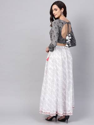 Grey printed cotton kurtis 3