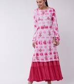 Pink printed rayon kurtis