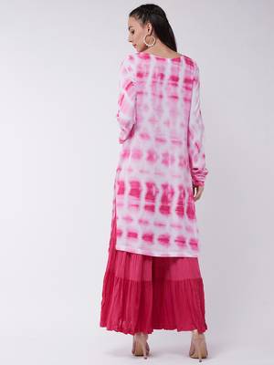 Pink printed rayon kurtis 3