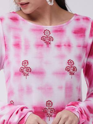 Pink printed rayon kurtis 4