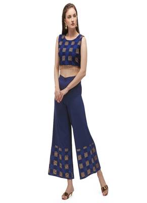 Navy-blue printed crepe ethnic-kurtis 3