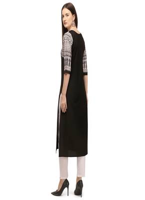 Women Printed Poly Crepe Straight Kurta 5
