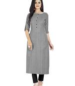 Grey plain cotton ethnic-kurtis