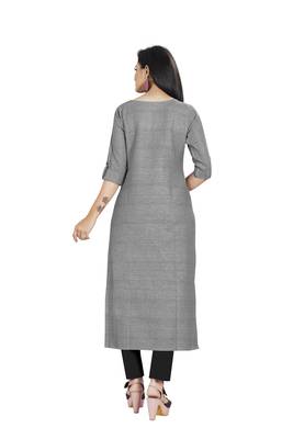 Grey plain cotton ethnic-kurtis 2