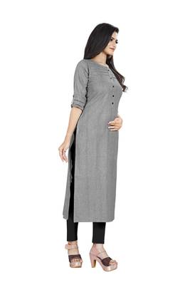 Grey plain cotton ethnic-kurtis 3