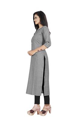 Grey plain cotton ethnic-kurtis 4