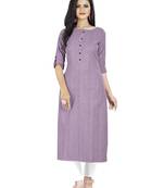Purple plain cotton ethnic-kurtis