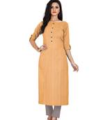 Yellow plain cotton ethnic-kurtis