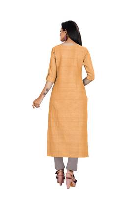 Yellow plain cotton ethnic-kurtis 2