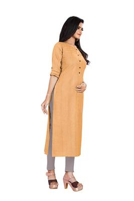 Yellow plain cotton ethnic-kurtis 3
