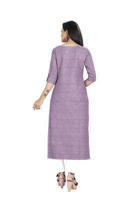 Purple plain cotton ethnic-kurtis 2