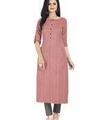 Pink plain cotton ethnic-kurtis