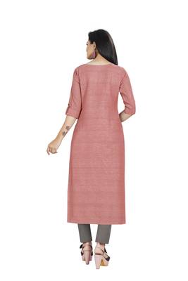 Pink plain cotton ethnic-kurtis 2
