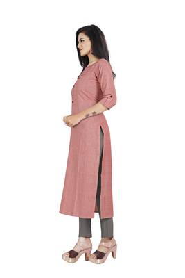 Pink plain cotton ethnic-kurtis 3