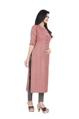 Pink plain cotton ethnic-kurtis 4