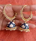 RozMili Handmade Black color Meenakari design Enamel  Gold Plated Bali Jhumki Earrings