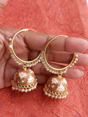 RozMili Handmade Red color Meenakari design Enamel  Gold Plated Bali Jhumki Earrings Brown designer-jewellery 2