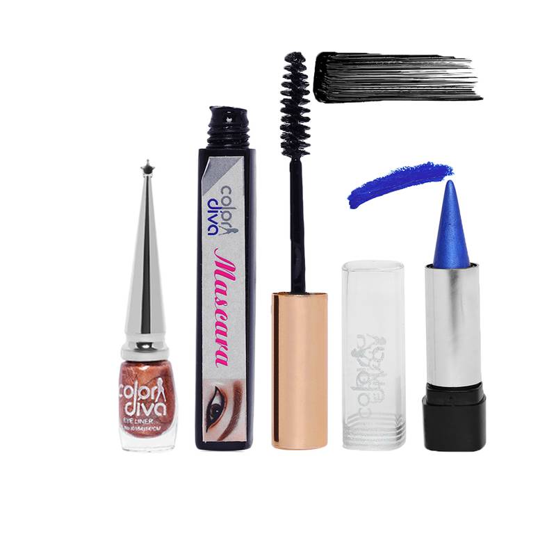 Color Diva Baris Copper Eyeliner TR Blue Kajal & SQR Black Mascara Combo S.S.COSMETICS 3500974