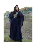 Pashmina work Blue Full length Single piece Deisgner Gown