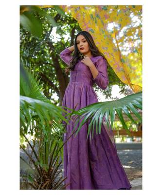 Purple Chanderi Single piece deisgner Gown 1