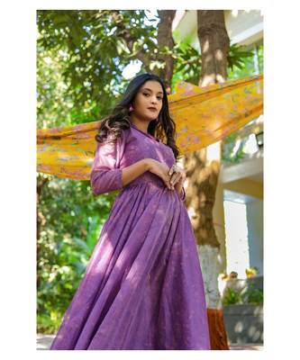 Purple Chanderi Single piece deisgner Gown 3