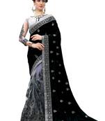 Trendmalls Black embroidered silk Party Wear Saree With Blouse