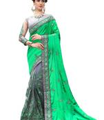 Trendmalls Green embroidered silk  Traditional Wedding Party Wear Bridal Saree with Blouse 