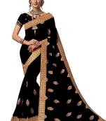 Black embroidered georgette saree with blouse