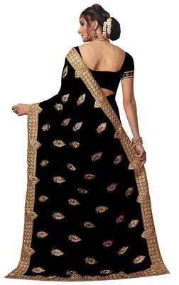 Black embroidered georgette saree with blouse 2