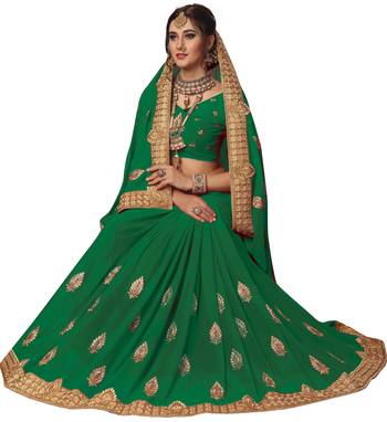 Green embroidered georgette saree with blouse 4