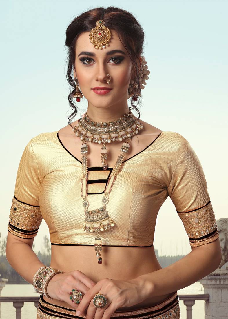 Trendmalls Black Embroidered Satin Traditional Wedding Party Wear Bridal Saree With Blouse  