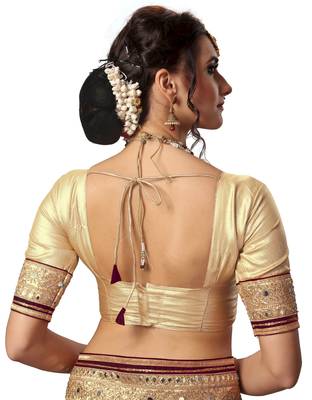 Trendmalls Purple Embroidered Satin Party Wear Saree With Blouse 5