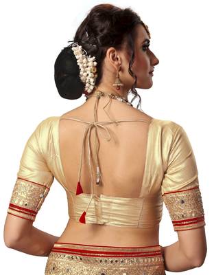 Trendmalls Red embroidered satin Party Wear Saree With Blouse 5