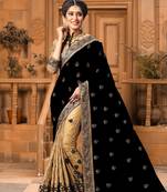 Black embroidered silk saree with blouse party wear sari