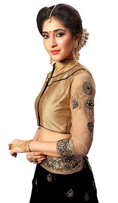 Black embroidered silk saree with blouse party wear sari 5